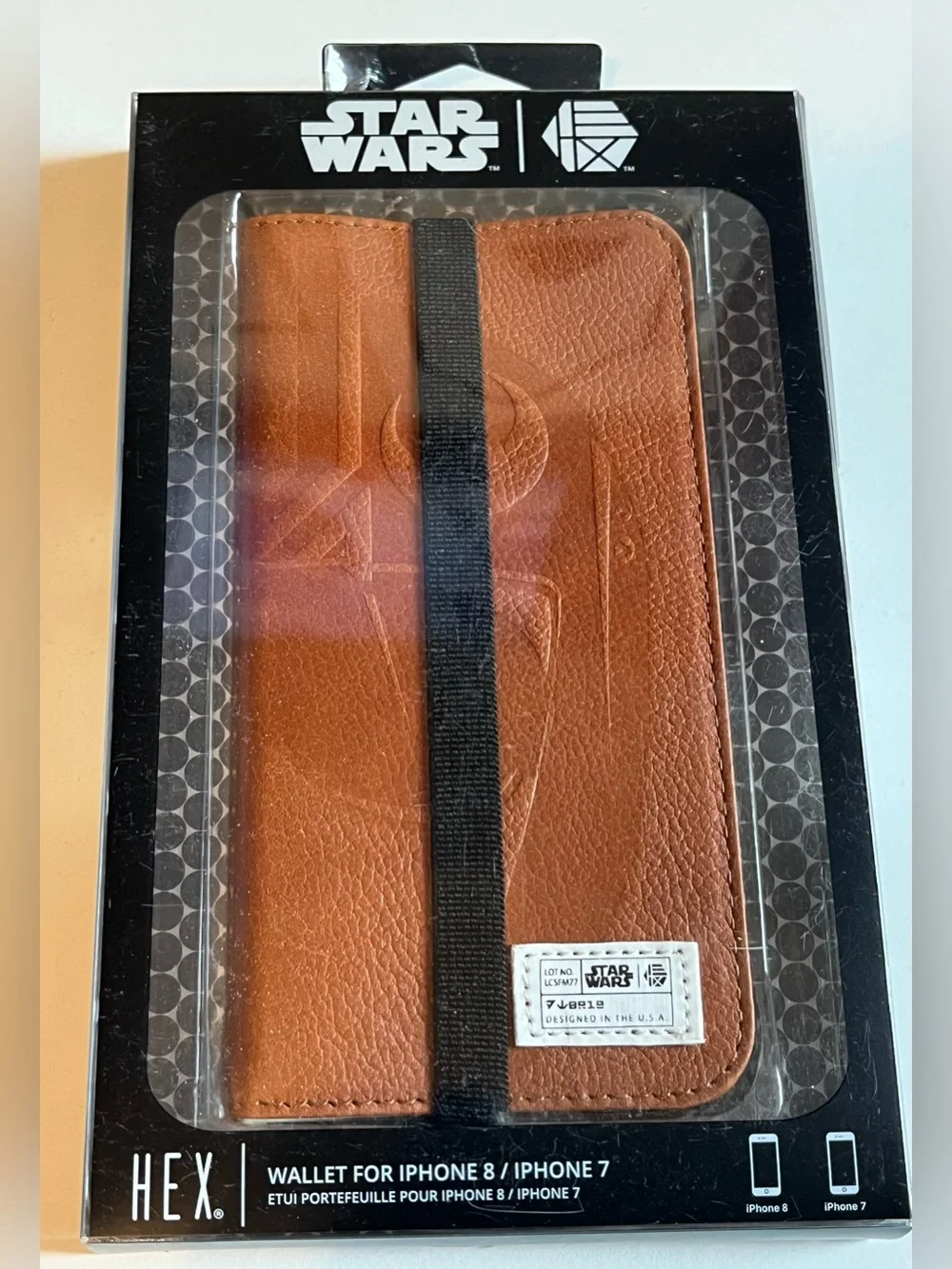 NEW HEX Star Wars Leather Wallet Case iPhone 7 / iPhone 8 X-Wing Brown Embossed